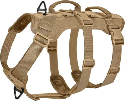 Vista 9 de OneTigris Arnés para perro a prueba de escape, arnés para perro sin tirones con asas, arnés táctico multiusos para perros grandes, uso diario Negro