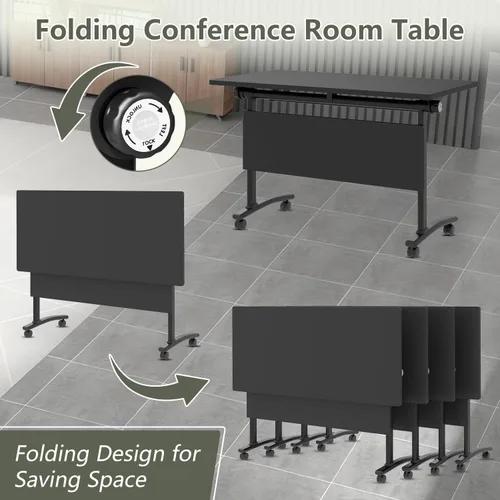 Vista 4 de 47.2in Folding Conference Table, Modular Meeting Table with Wheels 2Pack Deep Gray