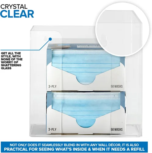 Vista 3 de Stock Your Home Dispensador doble de guantes acrílicos, estante para caja de pañuelos, soporte de pared para guantes, para cocina, armario