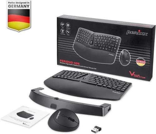 Vista 7 de Perixx PERIDUO-606 ES Conjunto de teclado Compacto Ergonómico inalámbrico y Ratón Vertical portátil - con reposa muñeca Ajustable y Teclas