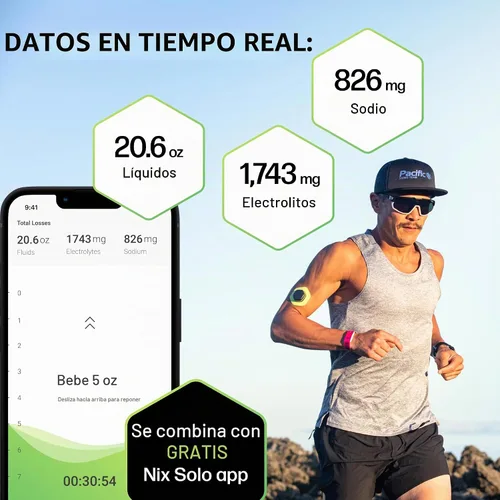 Vista 2 de Nix Kit de inicio de biosensor de hidratación: sensor de sudor portátil rastrea la pérdida de líquidos, alertas en tiempo real, cápsula