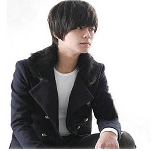 Vista 3 de E Support coreano Anime Hombres fiesta Cool Niños Full de pelo corto de Cosplay pelucas Negro
