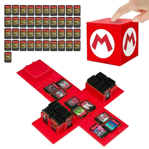 Vista 8 de Game Card Case Compatible with Nintendo Switch,Extra Large Capacity Switch Game Case,Upgraded 41 Slots Switch Game Card Storage Box,Press to Unfold