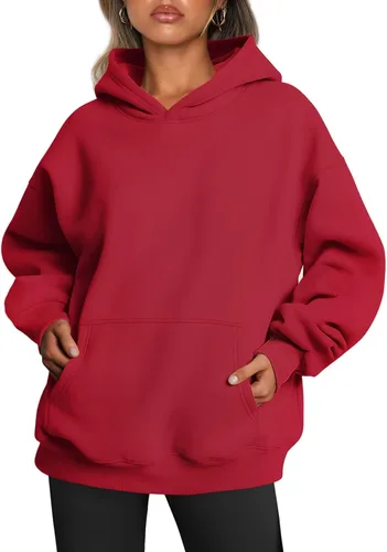 Vista 7 de Trendy Queen - Sudaderas extragrandes con capucha para mujer, suéteres de manga larga, sin botones, de vellón, de otoño, ropa de invierno