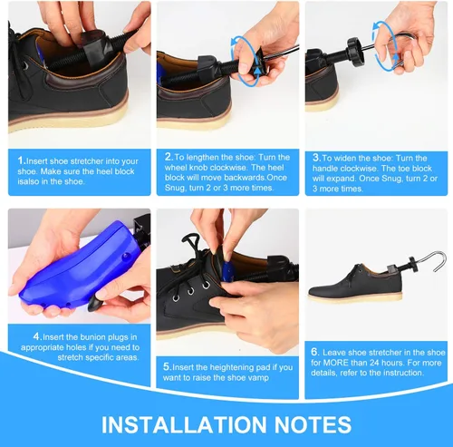 Vista 7 de eachway - Estirador de zapatos para hombre y mujer, ajusta el largo y ancho del calzado, L, para tallas de hombre de EE.UU. de 10 a 13.5, azul