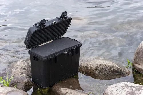 Vista 6 de MEIJIA Funda rígida impermeable para cámara para todo tipo de clima con espuma de ajuste personalizado incluida, elegante negro, apto para drones