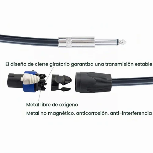 Vista 6 de 2PCS 15 pies 12AWG SpeakON a 1/4" Cable de altavoz macho Cables de audio