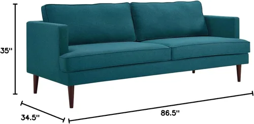 Vista 2 de Modway Sofá moderno contemporáneo de tela tapizada ágil en verde azulado