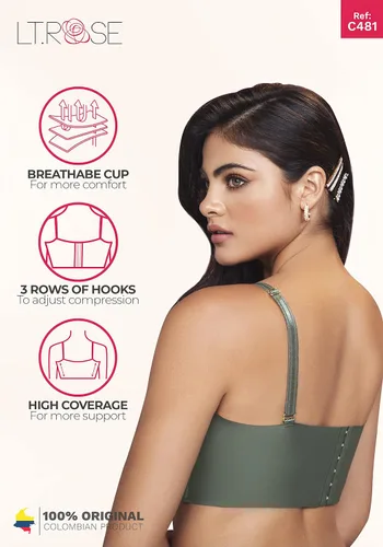 Vista 4 de LT. Rose C21486 Underwire Full Cup Wide Back Push Up Colombian Bustier Bra Brasier Colombiano para Mujer
