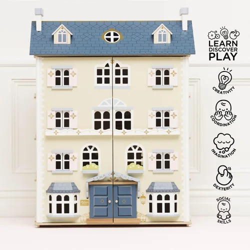 Vista 4 de Le Toy Van - Casa de muñecas grande de madera Palace House Ideal como regalo Juego de casa de muñecas de madera de 5 plantas - Adecuado