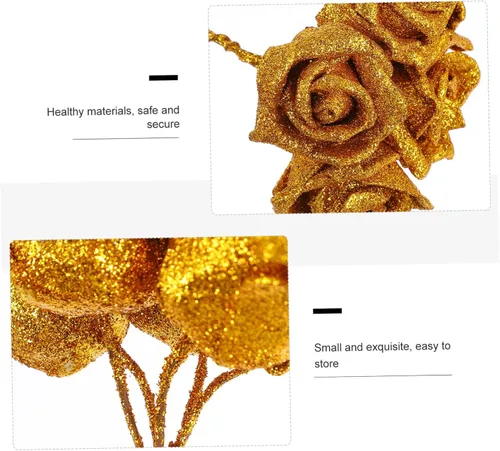 Vista 6 de Zerodeko Rosas rosas artificiales a granel paquete de 50 cabezas de flores PE material boda decoración del hogar Dorado