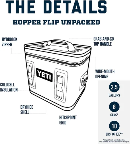 Vista 2 de YETI Hopper Flip 8 Hielera Suave Portátil Rojo rescate