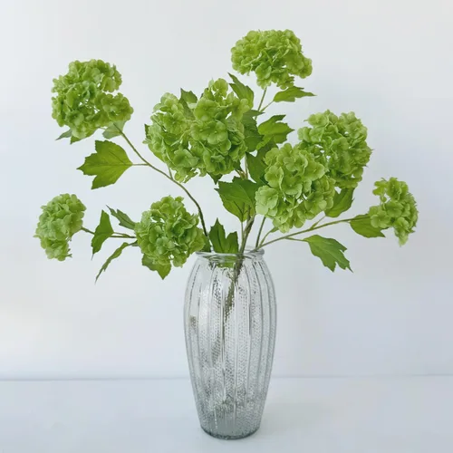 Vista 10 de YalzoneMet Bola de nieve artificial Viburnum 4 piezas de 26.8 pulgadas de color azul graduado, hortensias pequeñas, 2 cabezales, de látex natural