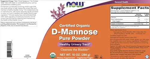 Vista 3 de NOW Foods Polvo puro de D-manosa orgánica de 10 onzas (paquete de 2) – Suplemento de limpieza de vejiga y salud del tracto urinario – sin OMG – apto