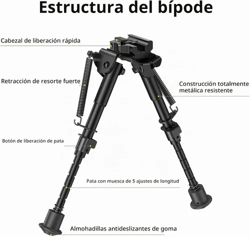 Vista 3 de CVLIFE bifurcación de 6- 9 pulgadas para rifle táctico, resorte ajustable con adaptador de liberación rápida