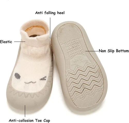 Vista 5 de vkxqtep Zapatos de calcetín para bebé con suela de goma de dibujos animados suave, antideslizantes, para bebés, niños y niñas, primeros caminos