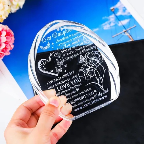 Vista 7 de Regalos para hija de mamá papá, regalos de cumpleaños para el día de la madre para hija adulta, recuerdos de cristal para mi hija, regalo