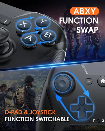 Vista 6 de Wireless Switch Pro Controller, Bluetooth Controller Compatible for SwitchLiteOLEDPCIOSAndroidiPhonePhoneSteamMaciPadTV,Support Macro