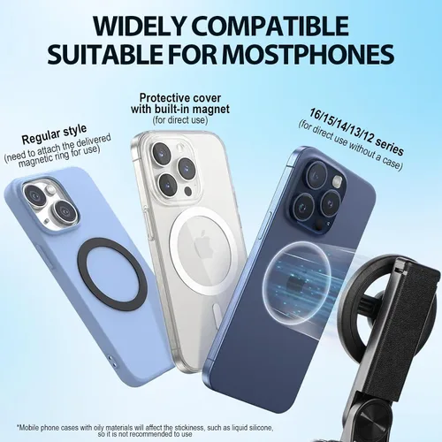 Vista 4 de Palo selfie magnético multifuncional 4 en 1 con rotación de 360°, trípode magnético universal para teléfono con control remoto desmontable, trípode