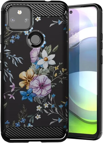 Vista 14 de CasesOnDeck - Funda compatible con Google Pixel 5A (2021) / Pixel 5A 5G] cubierta de parachoques de TPU suave con textura de fibra de carbono