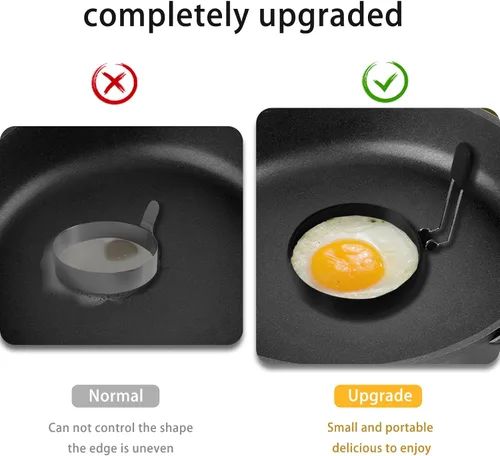 Vista 4 de Anillos de silicona antiadherentes mejorados, molde líquido a prueba de fugas para freír huevos y sándwiches de desayuno, paquete de 4 anillos