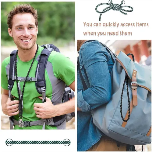 Vista 5 de 4 PCS Heavy Duty Paracord Lanyard Necklace Whistles Strap Braided 550 Keychain for Men Women Outdoor Survival Parachute Rope Necklace Keychains with