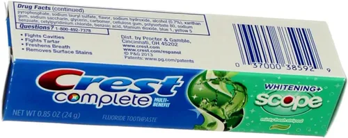 Vista 5 de Crest Complete Multi-Beneficio Pasta dental con flúor, blanqueamiento + alcance, menta fresca, 0.85 oz (paquete de 8)