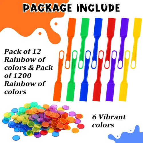 Vista 3 de Yunsailing Varita magnética de bingo con fichas, 606 unidades, 6 colores, varita magnética de chip de metal para aula, juego familiar, juego