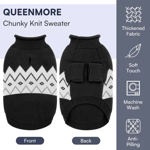 Vista 2 de Queenmore Suéter cálido para perro, ropa de punto suave para mascotas, suéter de punto, ropa de invierno para perros pequeños y medianos, gatos
