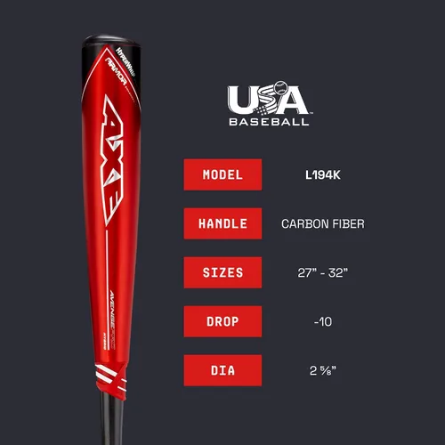 Vista 3 de Axe Bat 2023 Avenge Pro Hybrid (-10, 2-5/8") Bate de béisbol EUA, Híbrido de 3 piezas, Rojo/Negro