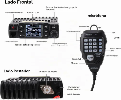 Vista 2 de AnyTone AT-778UV Transceptor de doble banda Radio móvil VHF/Uhf Radio bidireccional