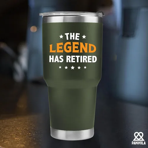 Vista 6 de Panvola The Legend Has Retired - Vaso de acero inoxidable con aislamiento al vacío para mujeres y hombres, con tapa extraíble y pajita, color verde