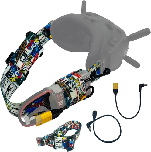 Vista 8 de Cable de alimentación XT60 macho enchufe para DJI Avata Goggles 2 Lipo batería, correa para la cabeza para DJI Avata Goggles 2 accesorios de peine