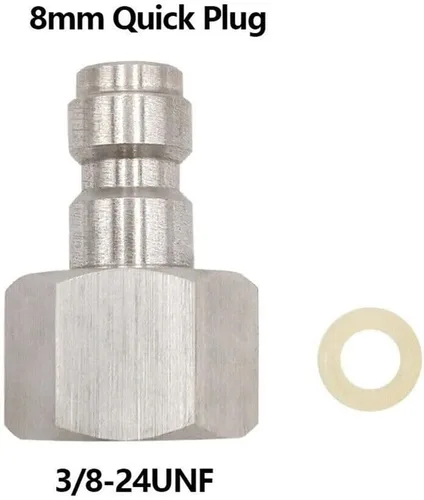 Vista 2 de Paintball PCP, Cartucho recargable de CO2 de 12g con enchufe macho/desconexión rápida de 8 mm