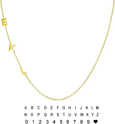 Vista 2 de AILIN Collar personalizado con inicial lateral de plata de ley 925, alfabeto personalizado 26 A-Z, colgante de letras de la A a la Z, regalos