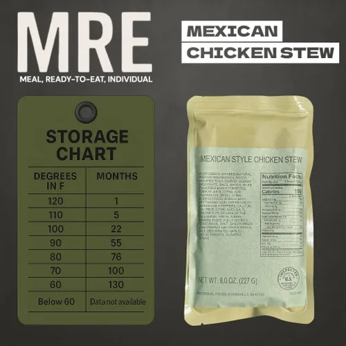 Vista 2 de MRE (comida lista para comer) Entree de una sola porción Comidas de emergencia Alimentos de supervivencia Dátiles frescos Larga vida útil