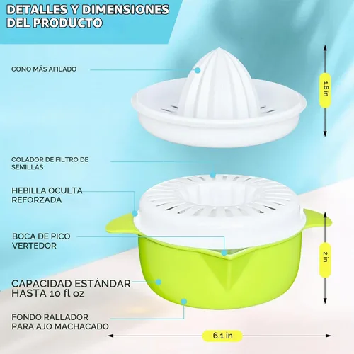 Vista 5 de Exprimidor de cítricos, exprimidor de limón, fruta naranja, exprimidores manuales de mano con boquilla de vertido, 8.5 fl oz
