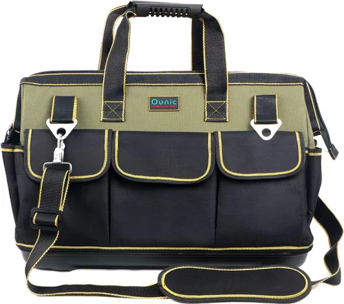 Vista 8 de Bolsa de herramientas, Ounic de 17 pulgadas, bolsa de herramientas grande y resistente con boca ancha y base moldeada impermeable, bolsas