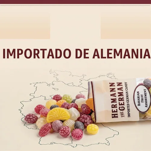 Vista 4 de Hermann the German Hard Candy - Importado - Paquete de 2 (surtido de dulces de frutas bávaras)