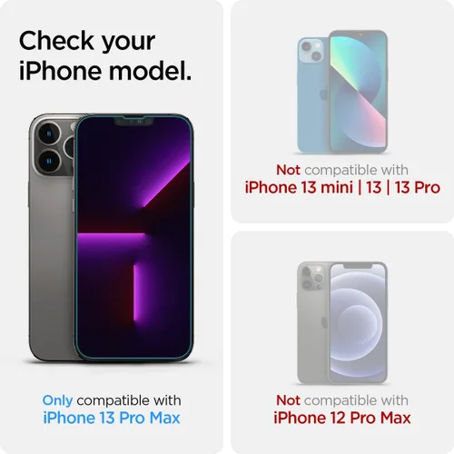 Vista 2 de Spigen Protector de pantalla de vidrio templado compatible con iPhone 14 Plus/iPhone 13 Pro Max, protección de sensor 9H+ tempered glass, Scratch