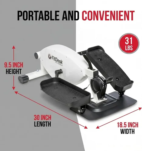 Vista 3 de FitDesk Under Desk Bike Exercise Machine, Compact Magnetic Pedal Exerciser, Mini Elliptical, Quiet Seated Cardio Trainer for Home Office Workouts