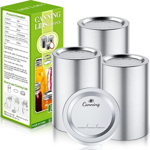 Vista 8 de 72 tapas de conservas con anillos para boca regular, tapas de tarros Mason de 2.77 pulgadas, boca regular, tapas y anillos reutilizables a prueba