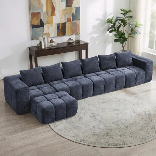 Vista 20 de Sofá de dos plazas seccional modular sin armazón de 78.7 pulgadas, sofá nube capitoné con asiento profundo, sofá de chenilla para sala de estar