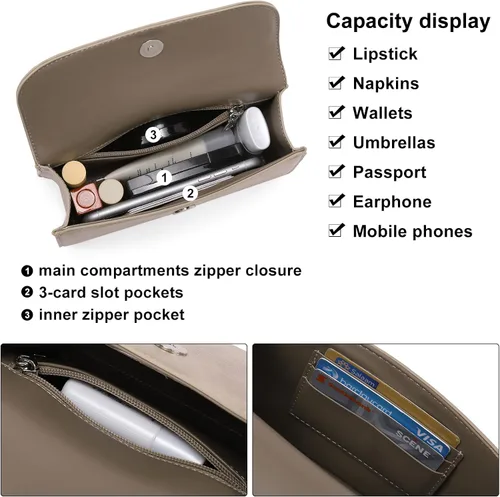 Vista 3 de CLUCI Riñoneras para mujer, bolsa cruzada de cuero vegano con correa ajustable, bolsa de cintura de moda, Gris