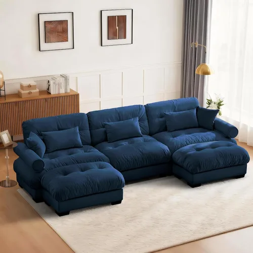 Vista 57 de SoarFlash Moderno sofá reclinable de terciopelo para sala de estar, sofá biplaza para apartamento, sofá de almacenamiento con marco de madera Azul