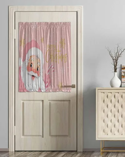 Vista 27 de Cortinas de puerta francesa de Navidad para ventana de puerta, panel de cortina con bolsillo para barra con alzapaños para luz lateral delantera
