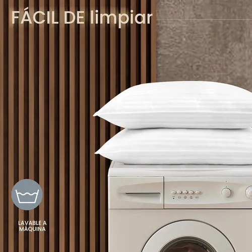 Vista 5 de Beckham Hotel Collection Juego de 4 almohadas alternativas de plumón y sábanas de algodón, 4 piezas, bolsillo profundo de 16 pulgadas, 2 fundas