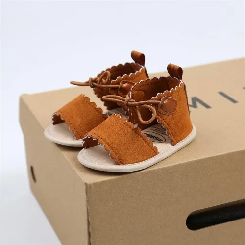 Vista 3 de Sandalias de verano para bebés, niños y niñas, para vestido de boda, zapatos planos para recién nacidos, zapatos de cuna para primeros pasos