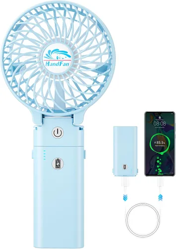 Vista 9 de HandFan Actualizado Ventilador de Mano Silencioso de 10,000 mAh - 4.5 Pulgadas Ventiladores de Mano Grandes Recargables, Ventilador Portátil