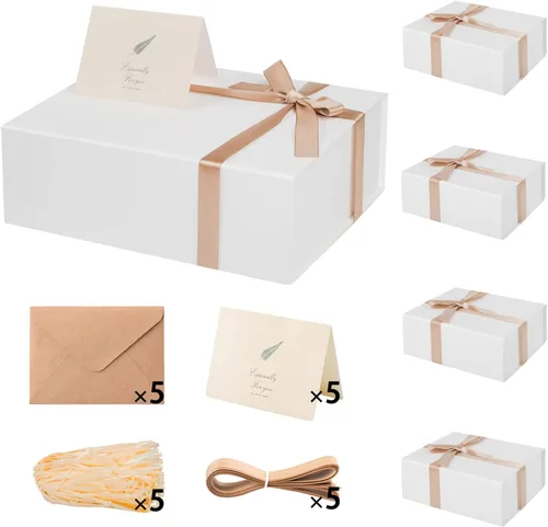 Vista 20 de LIFELUM Square Gift Box with Magnetic Lid, Card, Sticker, Ribbon, Shredded Paper Filler for Business, Wedding, Birthdays